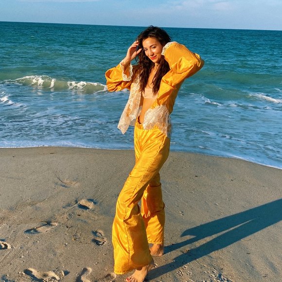 Vintage Mustard Gold High Waist Flare Pants Set